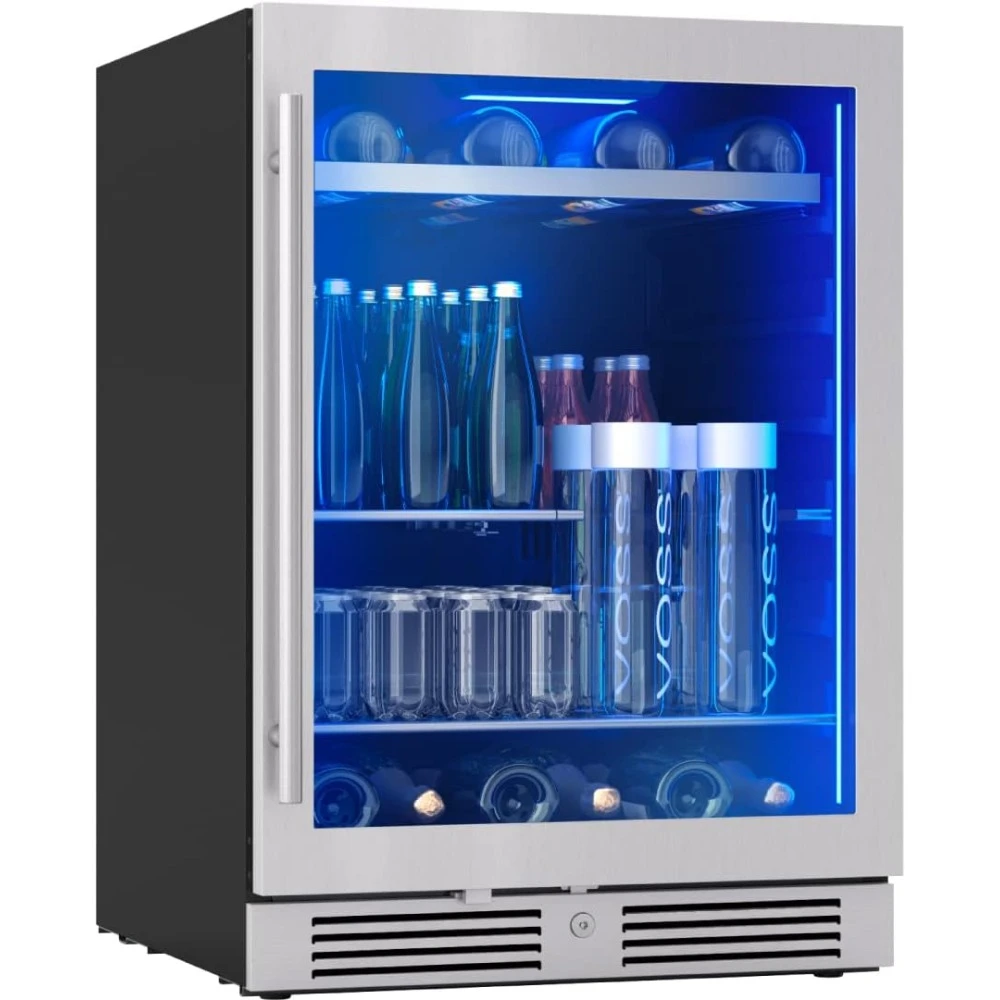 Presrv 24 Inch Beverage and Wine Fridge Single Zone Under Counter,7 Bottles,(Single-Zone Wine & Beverage Cooler)