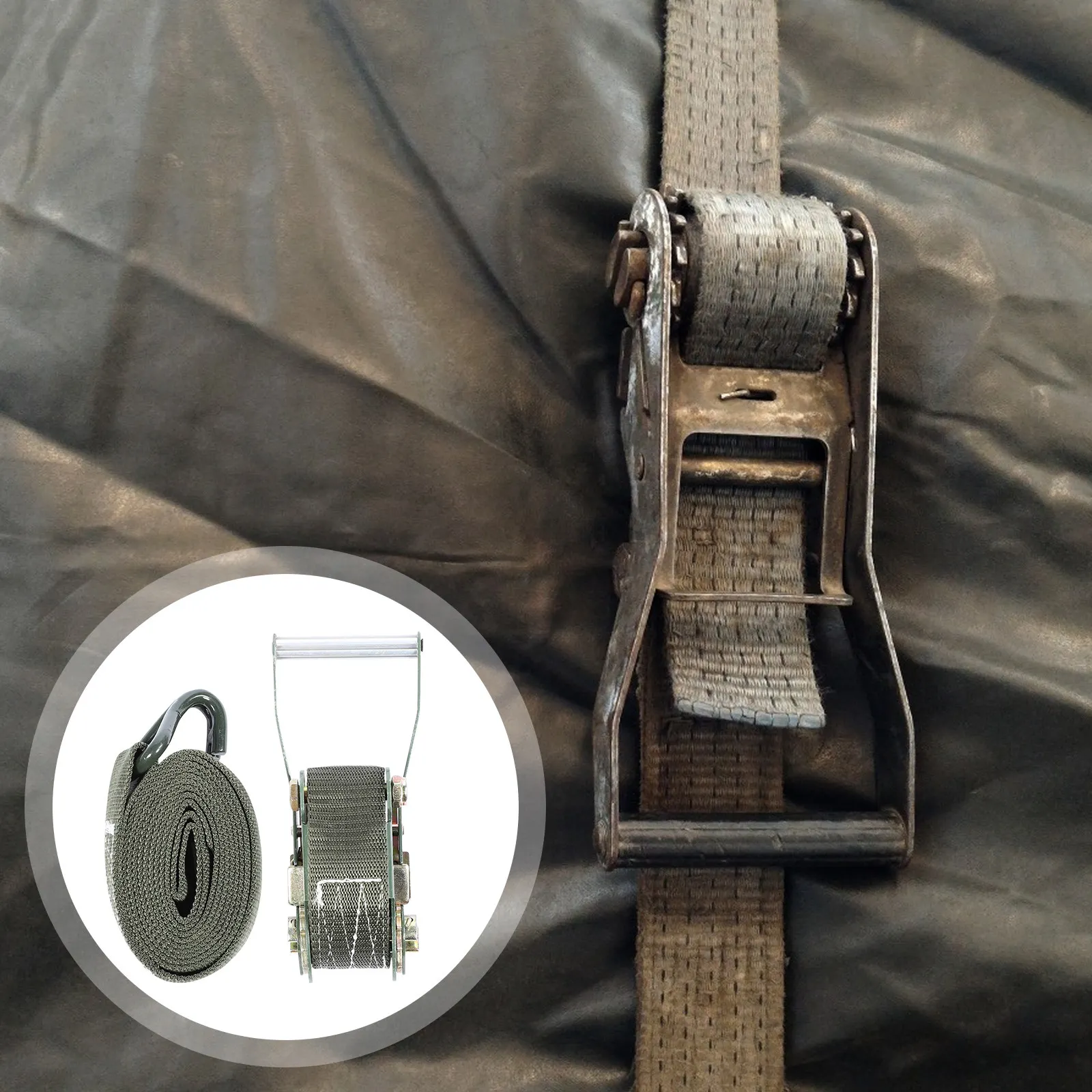 1Set Military Green Ratchet Cargo Strap Tie Down for Truck Motorcycle Heavy Duty Secure Binding Belt Ratchet Cargo Strap