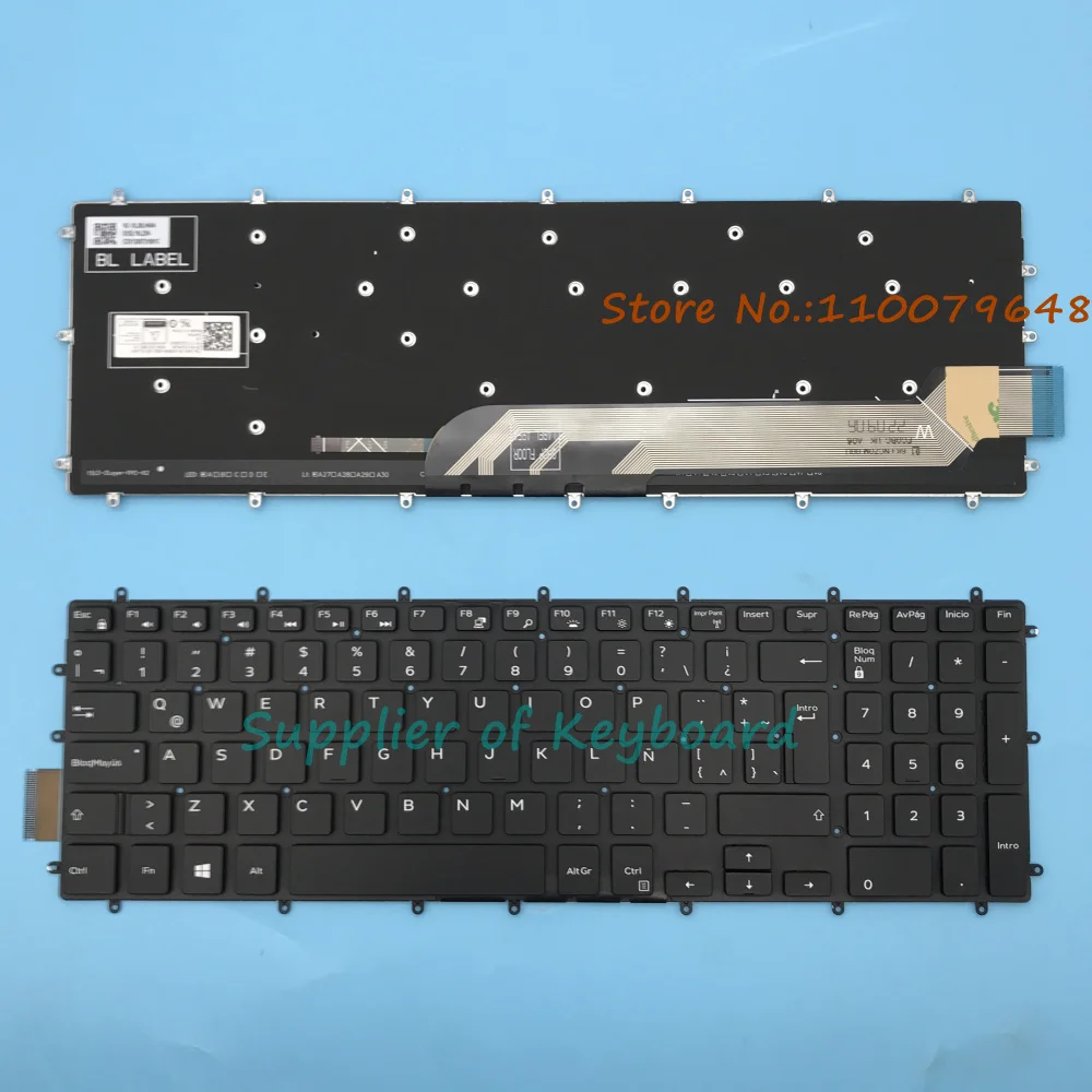 Nowa klawiatura hiszpańska latynoamerykańska do laptopów Dell Inspiron 15 5565 5567 17 5765 5767 15 Gaming 7566 7567 biały/czerwony podświetlany