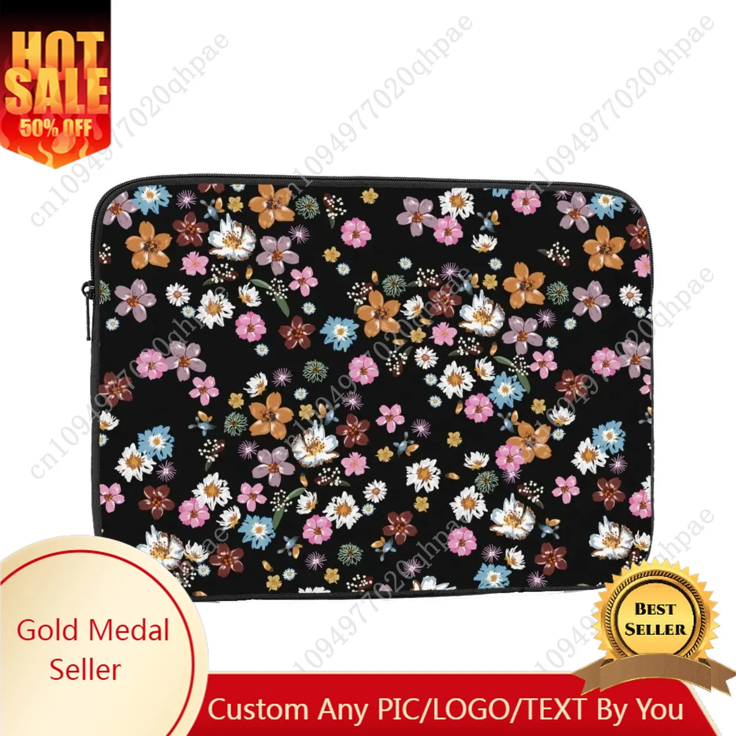 الزهور الملونة موضة الأزهار حقيبة لابتوب حافظة 12 13 15 17 بوصة دفتر كم حافظة أسود وردي خلفية للصدمات حقيبة #1