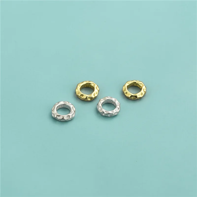2pcs Real Authentic 925 Sterling Silver Large Hole Loose Beads for DIY Leather Bracelet Earring Necklace Jewelry Making Supplies