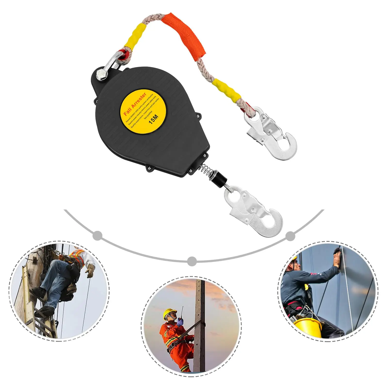 Безопасный самовыдвижной спасательный канат 49,2 фута, устройство защиты от падения, портативный стальной трос 330 фунтов для электропитания
