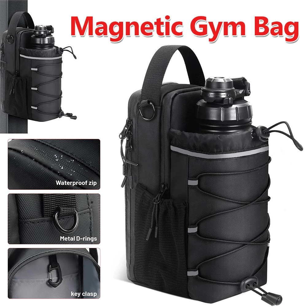

Magnetic Gym Bag Holder Large Capacity Built-in Magnet Bottle Sleeve Pouch Portable Gym Pouch for Outdoor Sports and Activities