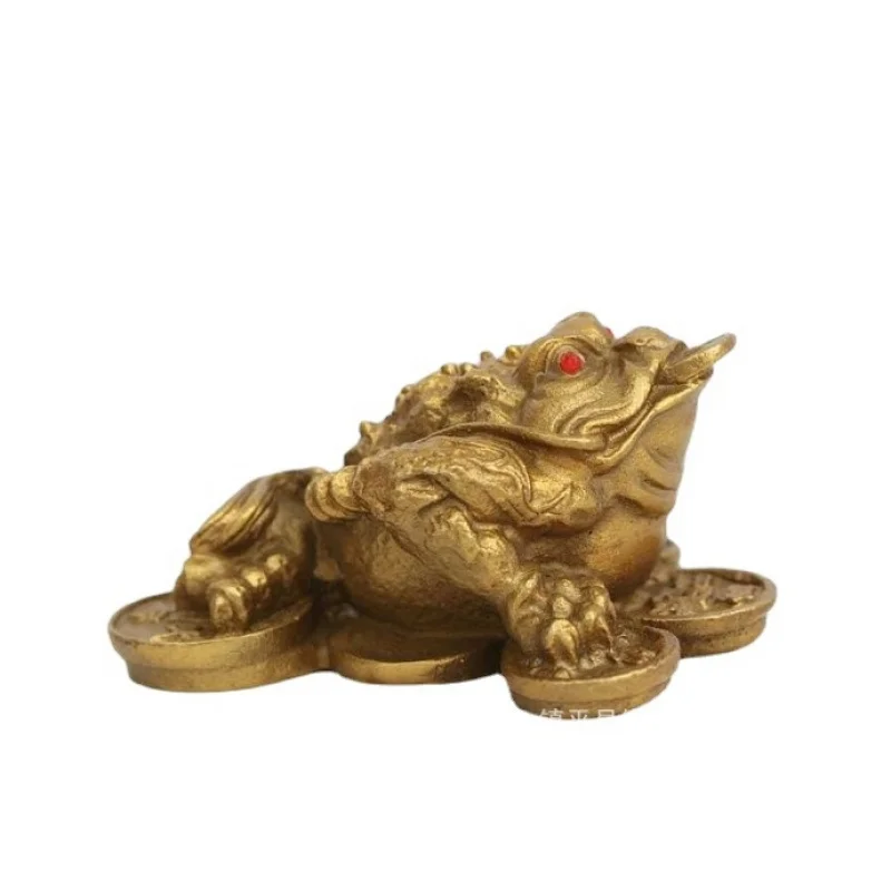 Brass golden ornament, small copper three-legged toad, home, shop, office decoration, craft , business gift