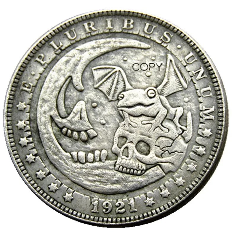 US Hobo 1921 Morgan Dollar Skull Zombie Skeleton Copy Coins #72