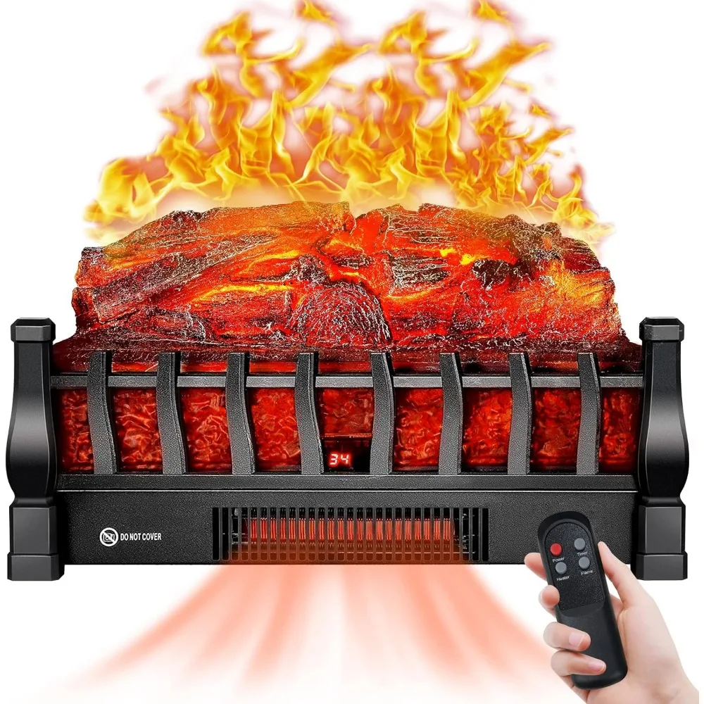 

Infrared Electric Fireplace Log Insert with Remote Control, 5-Level Flame Brightness, 24-Hour Timer, and Overheating Protection
