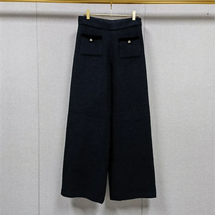 【هدية مجانية】 طقم سترة تويد فرنسية أنيقة بحزام واحد الصدر وسروال واسع الساق موضة خريف وشتاء 2025