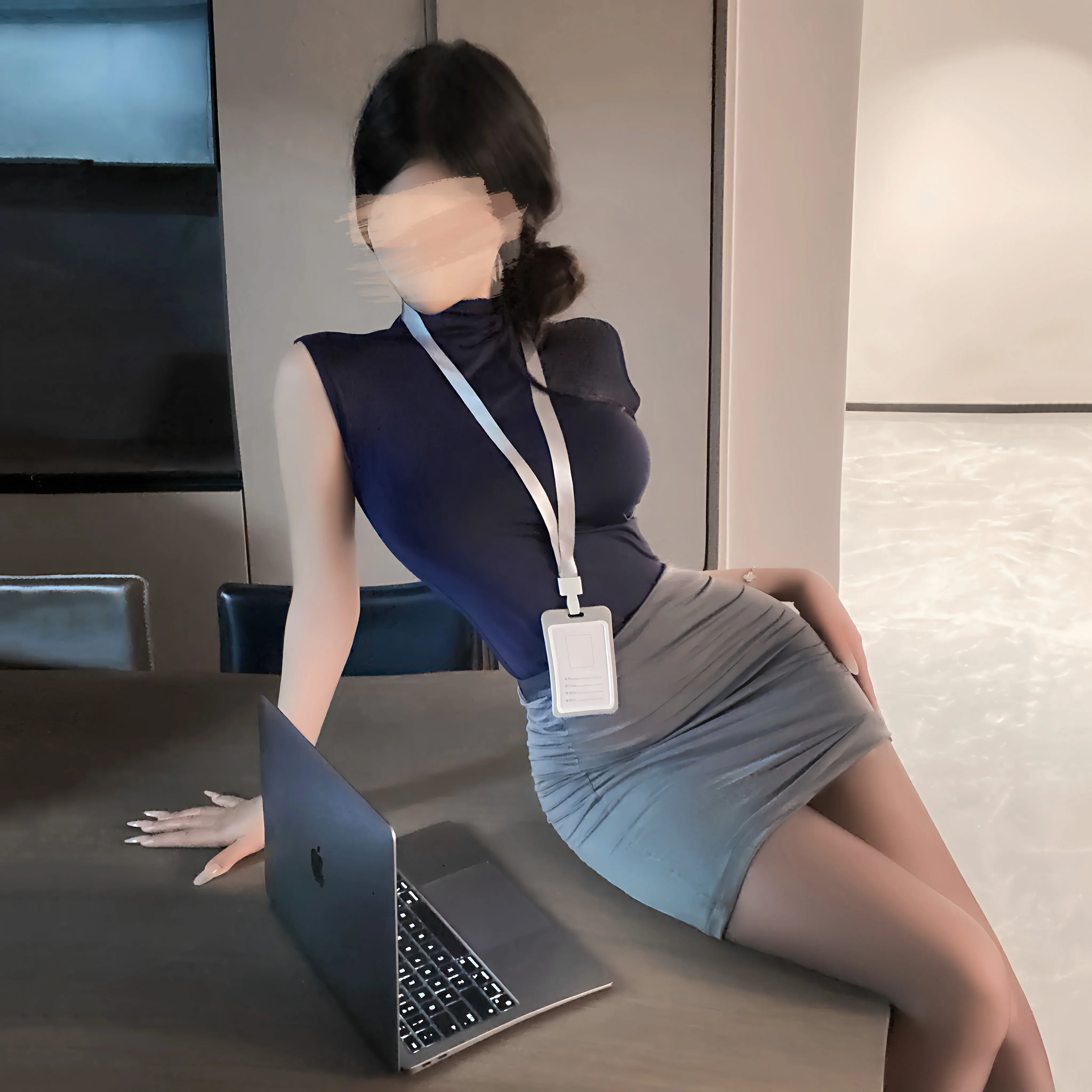 ชุดคอสเพลย์เซ็กซี่ Office Lady ชุดชั้นในเร้าอารมณ์สะโพกกระโปรงผู้หญิงเลขานุการ Roleplay Uniform Temptation ชุดมินิ