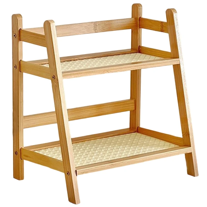 ABUG-Wooden Storage Shelf 2-Tiers Desktop Organizer Display Stand For Kitchen Bedroom Office Multifunctional Stationary Rack