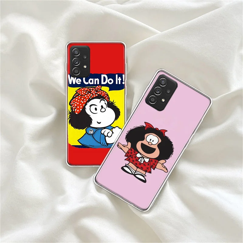 Cute M-Mafaldas Phone Case For Samsung A01 A02S A03 A03S A04 A04S A55 A35 A25 A15 Galaxy A05S S8 J8 J6 J4 S7 Edge A80 A90 5G Co