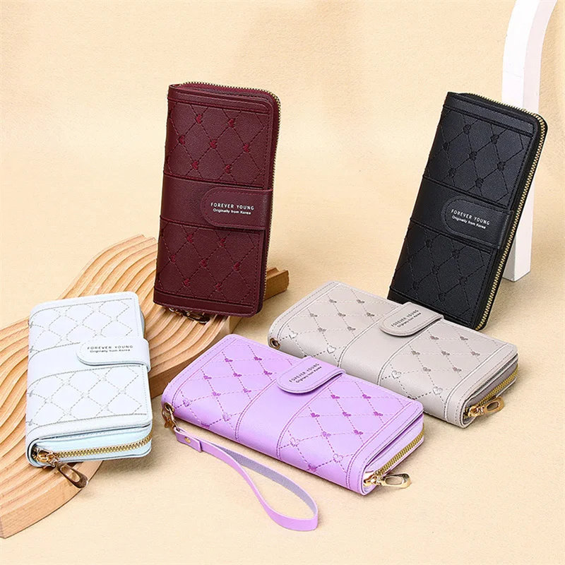 

Long Women Wallets PU Leather Card Holder Large Capacity Hasp Zipper Coin Purse Multi Card Organizer Cell Phone Wristlet Handbag