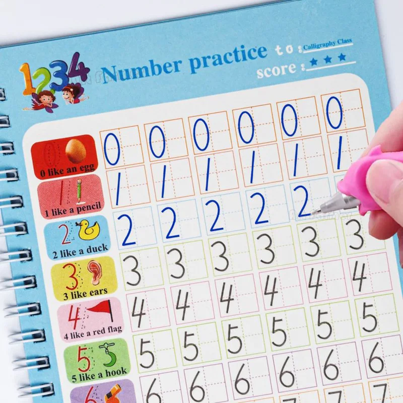 Children Educational 3D Exercise Book Reusable Copybook For Calligraphy Digital Learning Arithmetic Math Writing Books For Kids