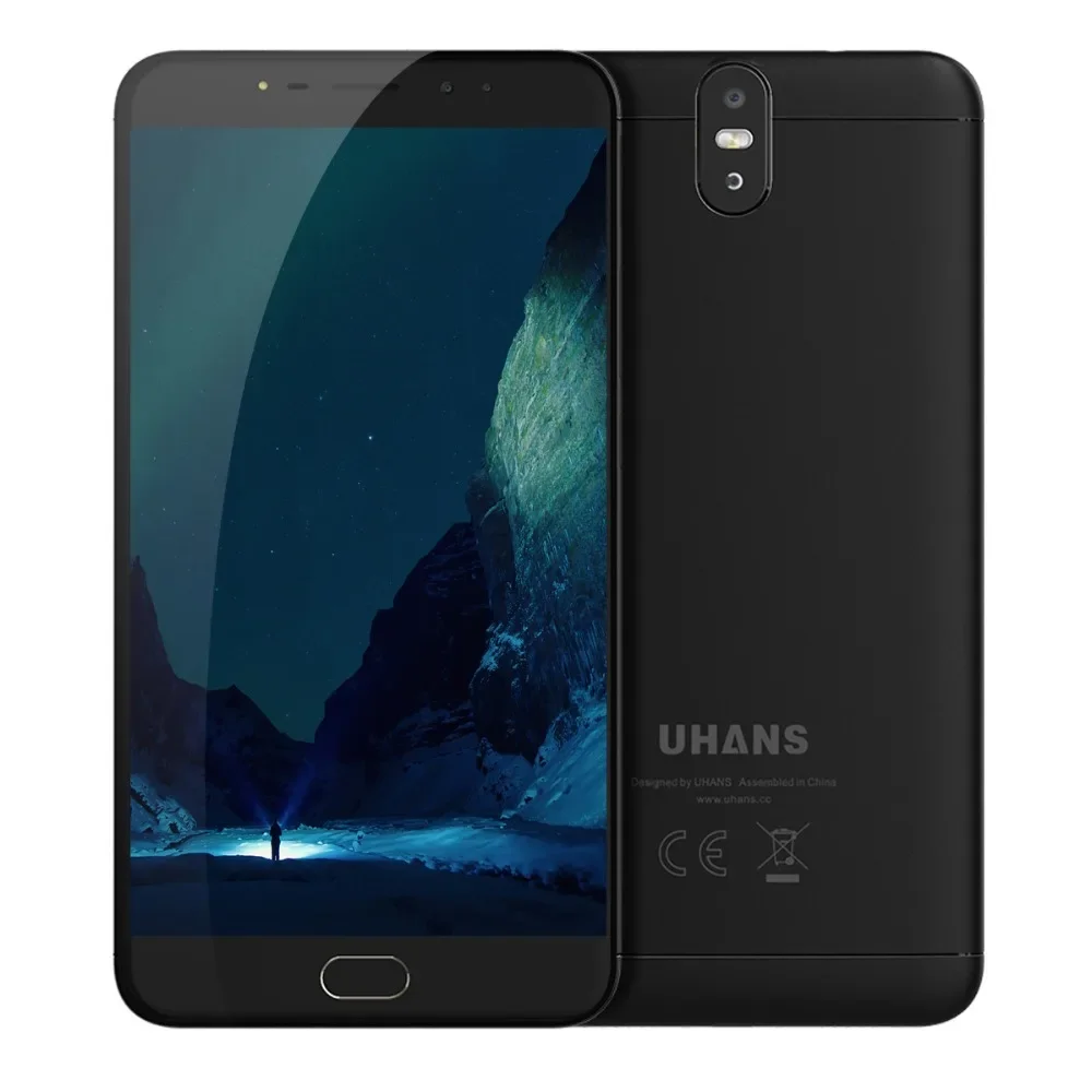 Смартфон Uhans 6,44 дюйма, 4 ГБ ОЗУ, 64 ГБ ПЗУ, Android 7,0 MT6750T, восьмиядерный мобильный телефон, 4300 мАч, 13,0 МП, отпечаток пальца, мобильный телефон 4G LTE