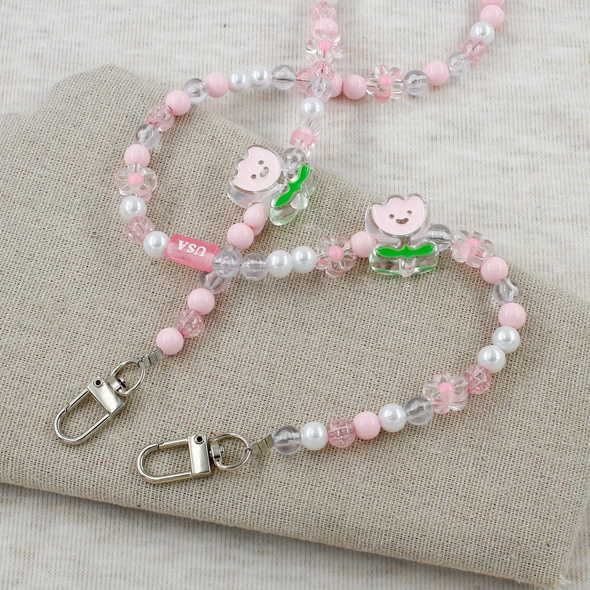 الحلو الهاتف شنقا حبل زهرة التوليب مطرز حقيبة سلسلة قلادة قضية الهاتف الخليوي حزام Crossbody مكافحة خسر الحبل الملحقات