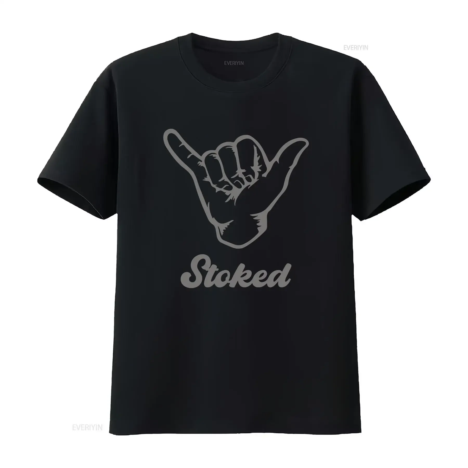 Stoked Shaka Hand Sign T Shirt Surfing Hawaii Beach Vibes  vintage Washed Breathable fashion Casual Versatile designer clothes