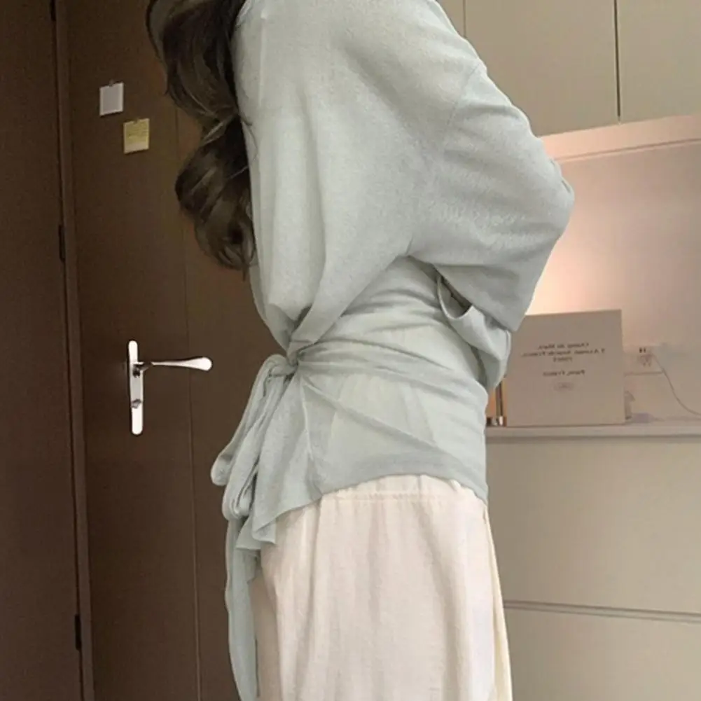 

New See Through Long sleeve Oversize T shirt Women Sexy Back Bandage Off shoulder Top Female Basic Long Tees Korean Chic Lady