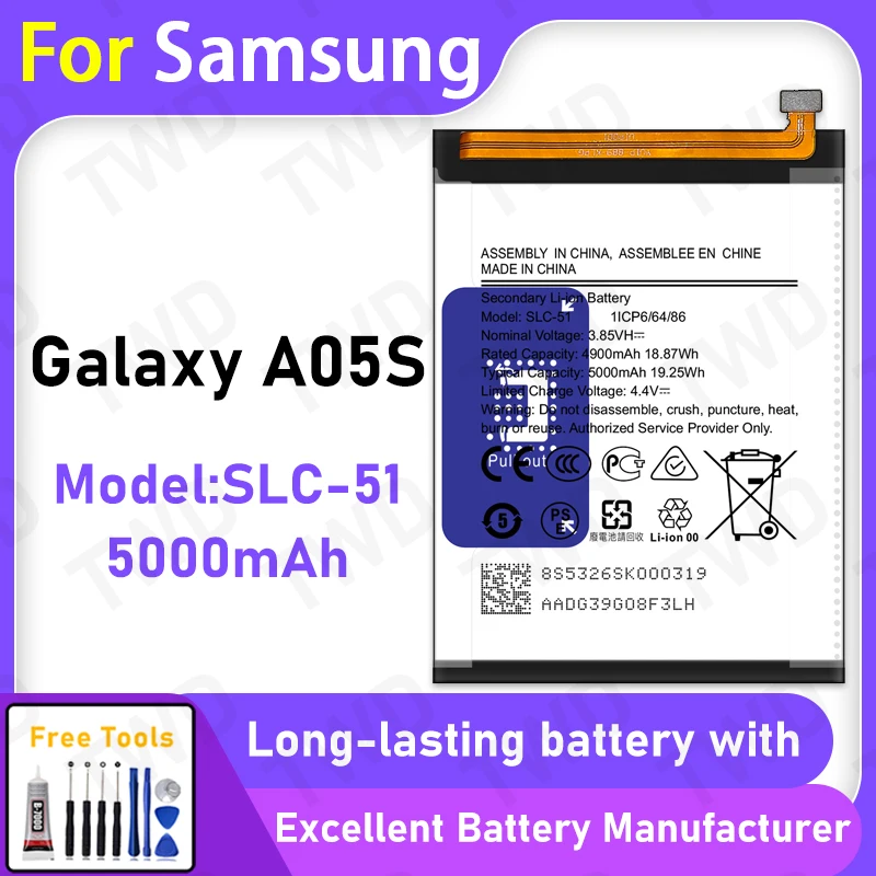 

100% New 5000mAh SLC-51 Battery For Samsung Galaxy A05S Battery Replacement Bateria