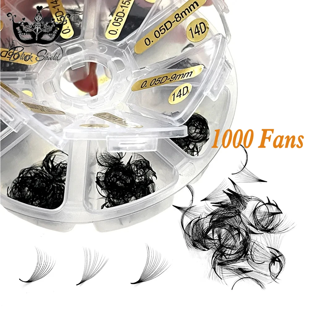 100/500/1000 Fans Short Pointy Base Stem 6D-14D Premade Russian Volume Fans Mixed Length Sharp Narrow Stem Lash Extensions