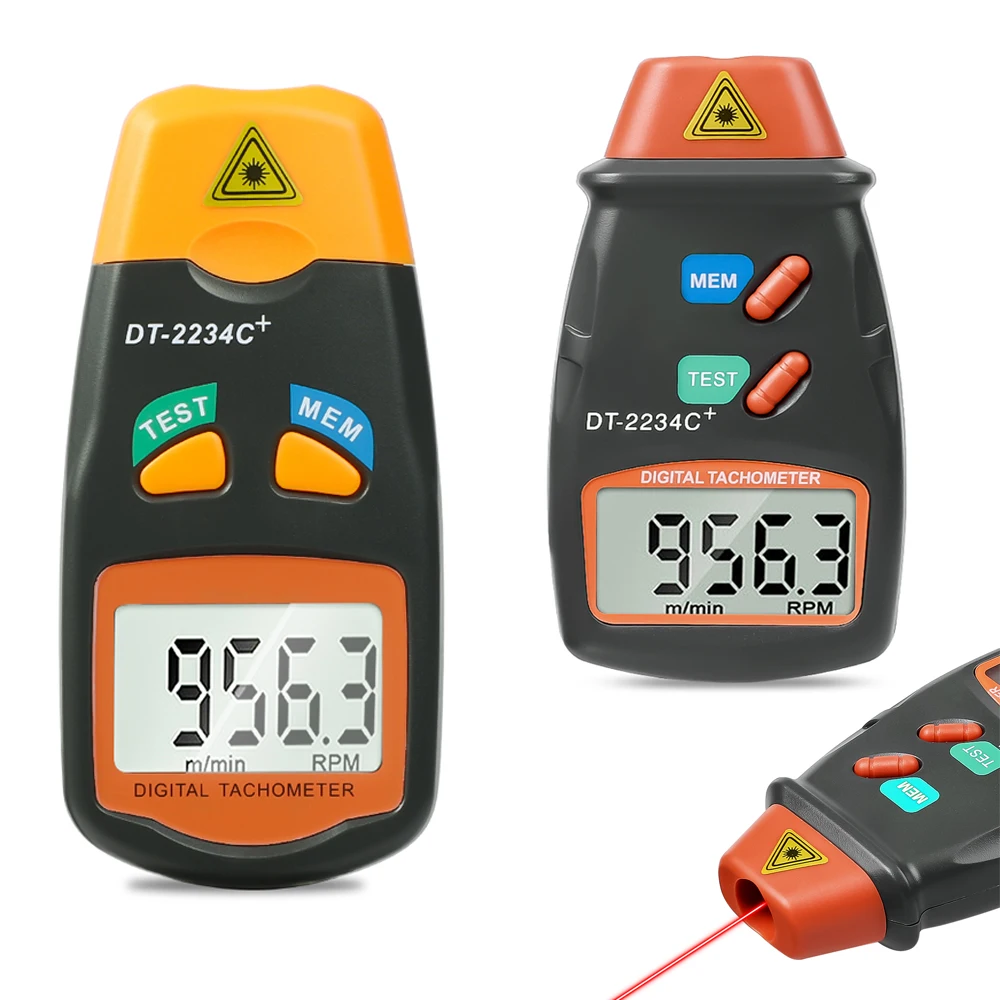 Digital Laser Photo Tachometer Non Contact RPM Tach Speed Gauge Engine Use for Measure Lathe Motors Range 2.5 to 99,999 RPM