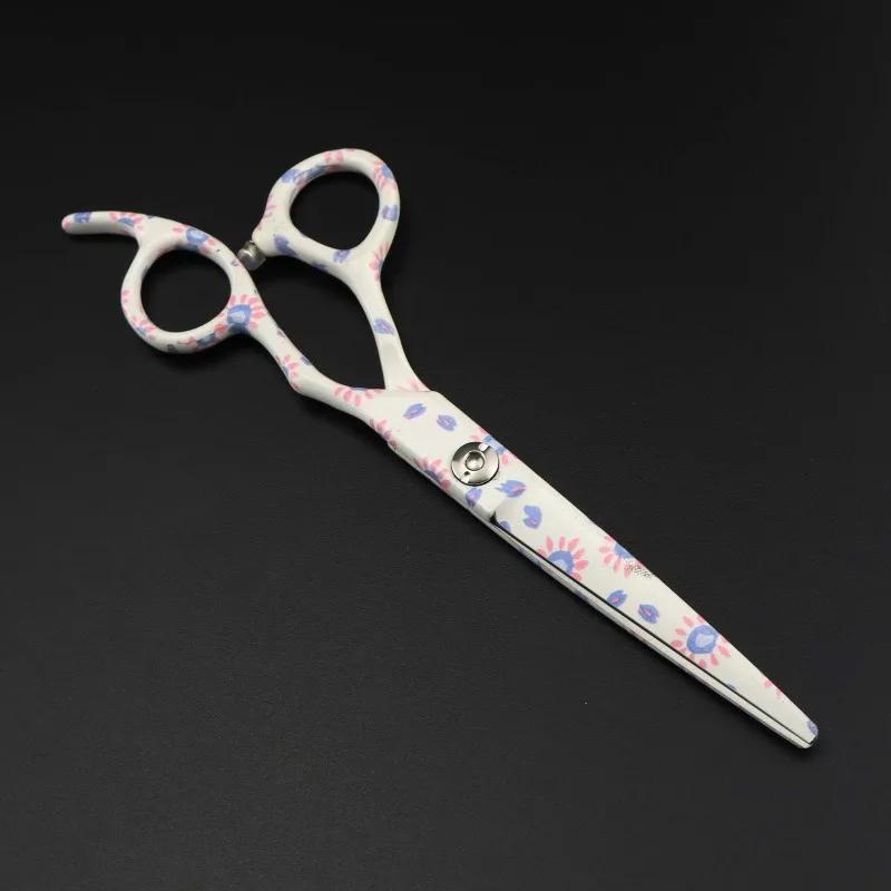 6.0inch NEPURLson flower pattern and sun pattern cutting scissors, made of JP440C, right-hand, sharp beauty ideal for salons
