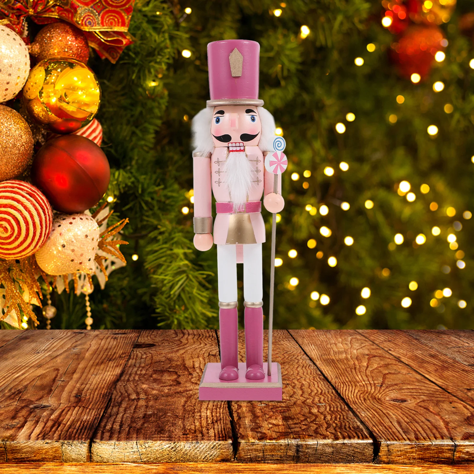 

38cm Wooden Nutcracker Soldier Puppet Christmas Decoration Home Tabletop Ornament Creative Festive Nutcracker Decor