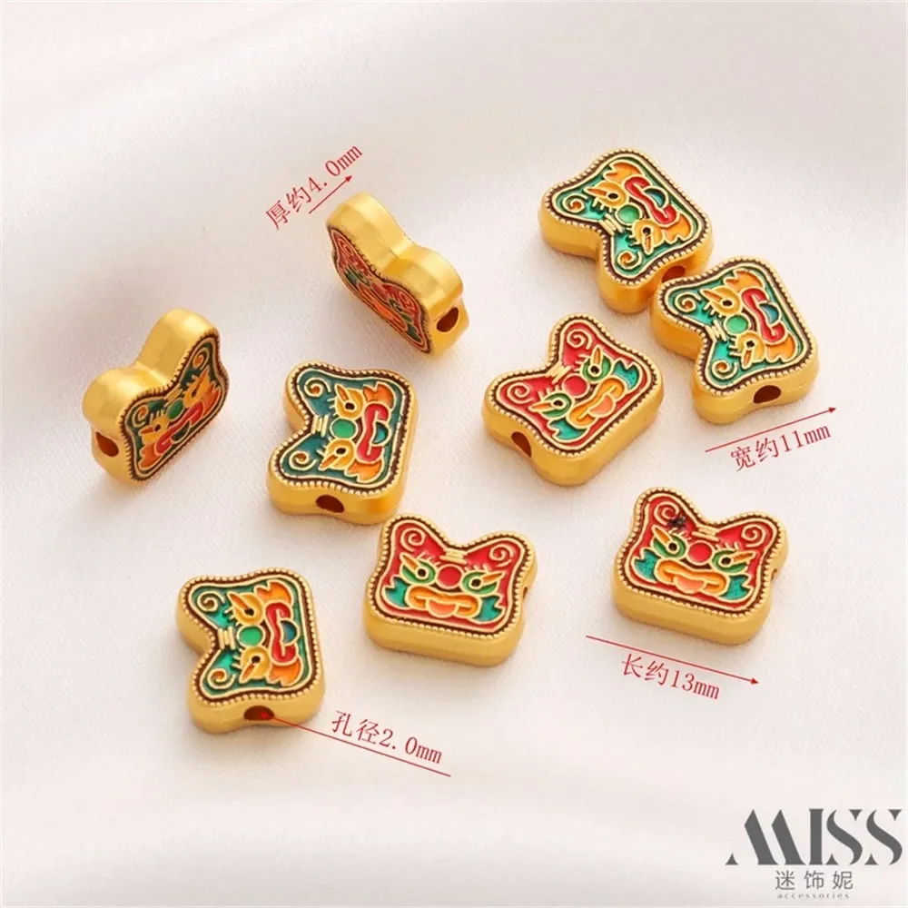 

Mute Gold Burning Blue Color Little Tiger Back Cloud Swallowing Gold Beast Bead Diy Handmade Bracelet Necklace Jewelry Accessori