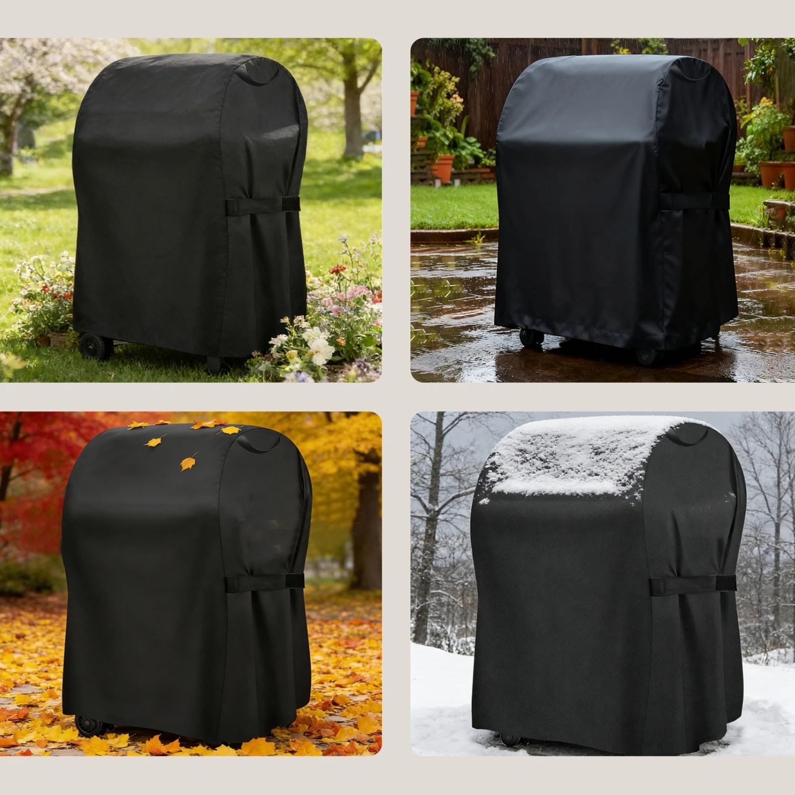 Grill Cover with Drawstring Dustproof Barbecue Cover with Handle Windproof Long-Lasting for Backyard, Patio