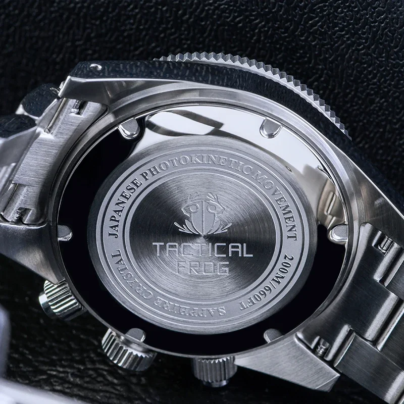 Tactical Frog Sapphire Crystal Mirror Ceramic Bezel Chronograph Watch V2 Solar VS75A Eco-Drive Quartz 20Bar Waterproof Men Watch