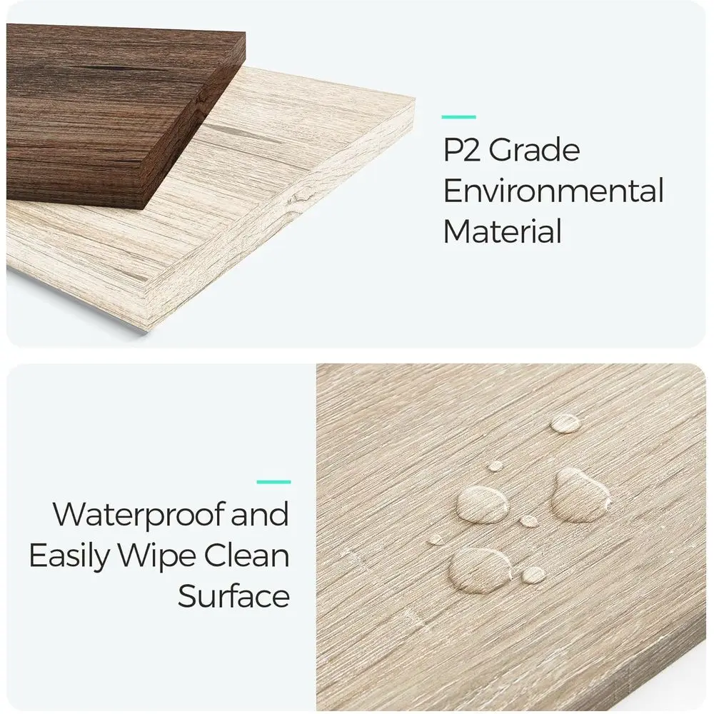 オークブラウンのシックなファームハウスコーヒーテーブル、収納引き出しと金属製のハンドル付き