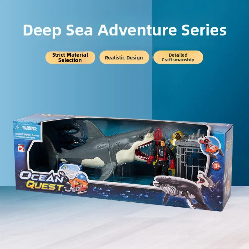 Deep Sea Exploration Great White Shark Decoration Educational Toy Children's Intelligence Development Ocean Animal Model Gift