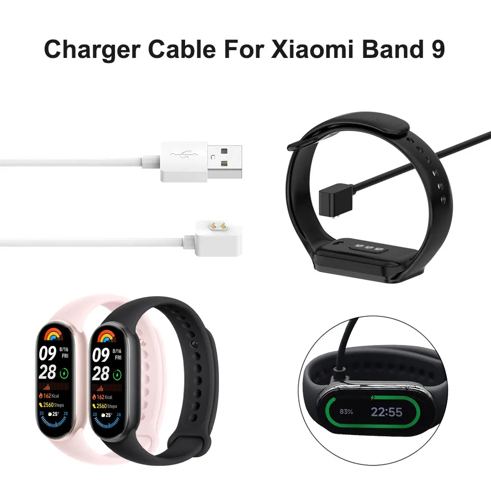 3,3 фута/1 м для Xiaomi Smart Band 9, USB-адаптер для зарядного устройства, зарядный кабель для Xiaomi Mi Band 9, аксессуары для умных часов