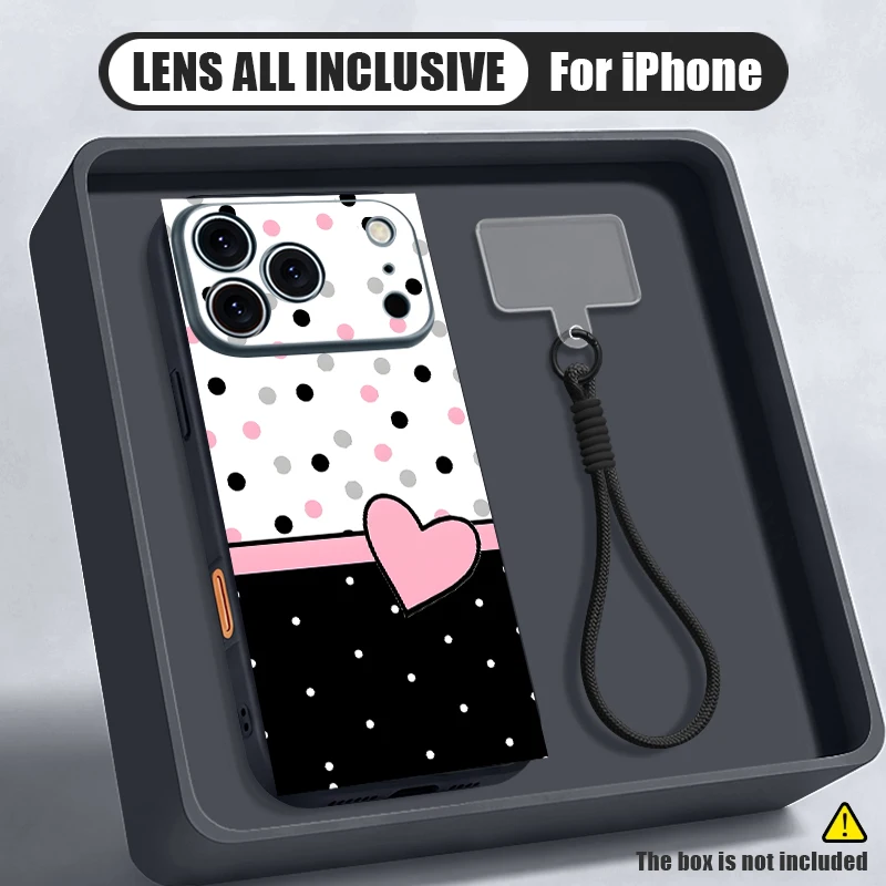 Coque de téléphone magnétique rose à motif cœur pour iPhone 17 16 Pro 15 14 13 Pro Max avec lanière de poignet Magsafe et coque arrière rigide