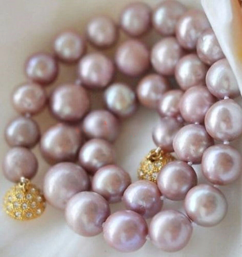 Real 8-9mm Genuine Lavender Purple Cultured Pearl Necklace 18''