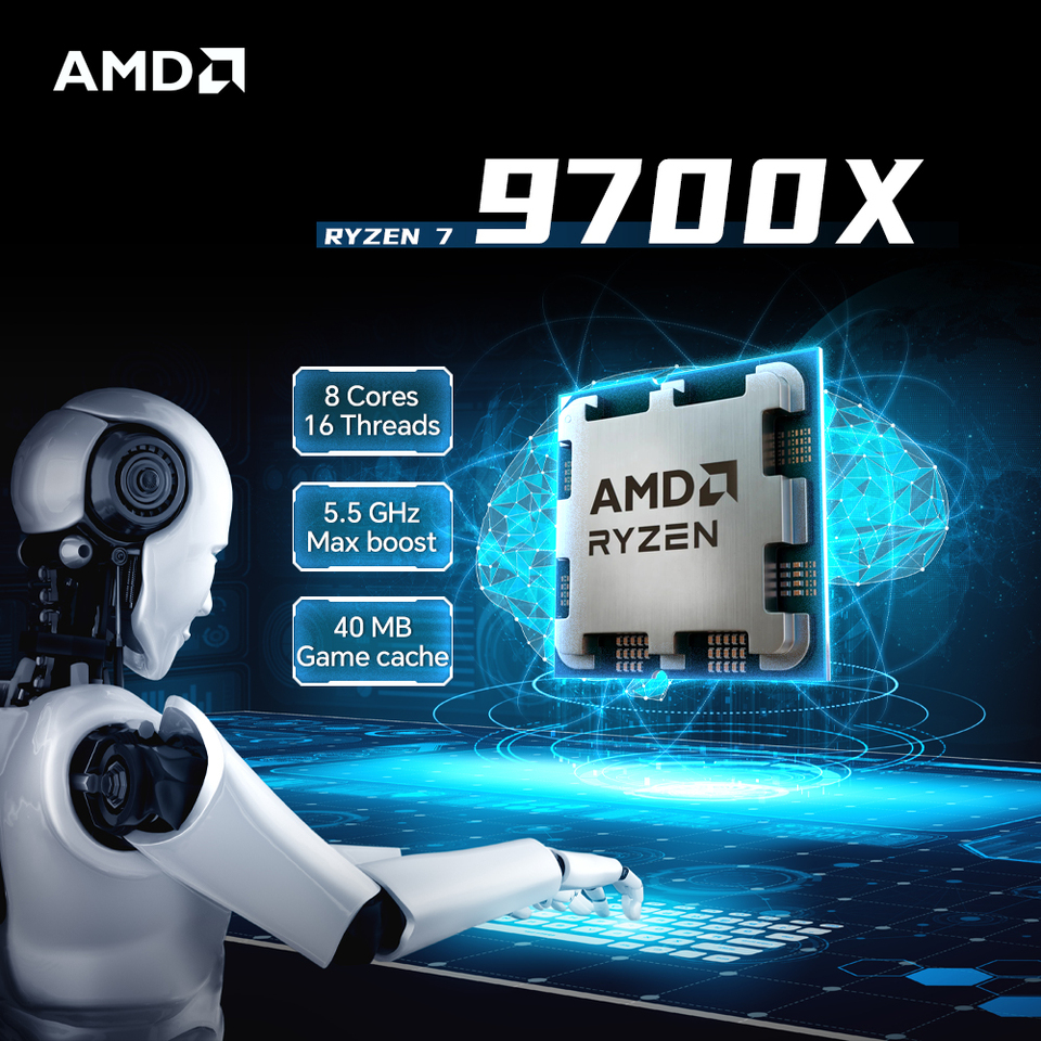  【Brand+】AMD New Ryzen 7 9700X Processor 5.5GHz 8-Core 16-Thread 40MB Game Cache 4NM TDP 65W Socket AM5 Gaming CPU Zen 5 