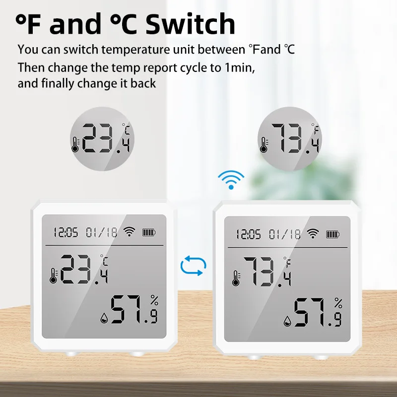 Tuya ZigBee/WIFI умный дом датчик температуры и влажности ЖК-экран датчик обнаружения отображения времени работает с Google Assistant