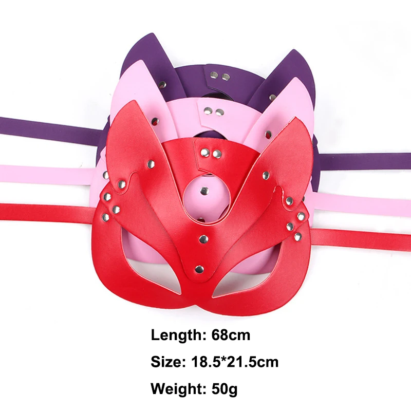 Women Sexy Leather Mask Half Face Fancy Masks Sex Toy Halloween Cat Mask Party Game Cosplay Masks With Collar Erotic Accessories