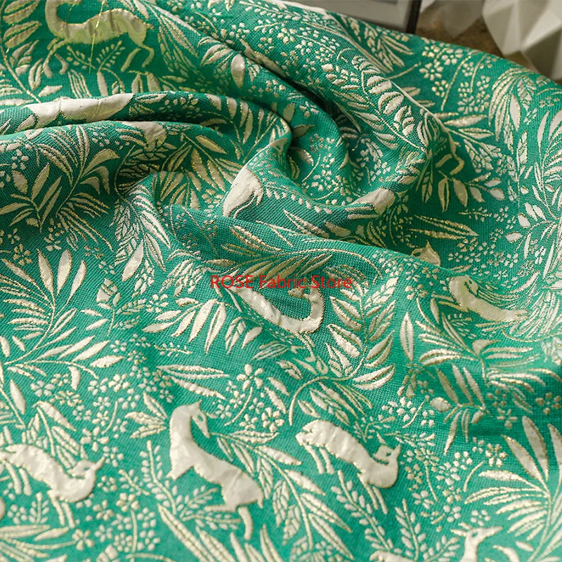 1 Meter Weaving Gold Embossed Deer Branches Jacquard Fabric Luggage Dress Sewing Fabric