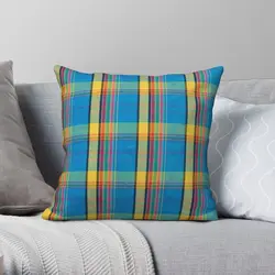 Madras blu Tartan quadrato federa poliestere lino velluto creativo Zip decorativo divano cuscino