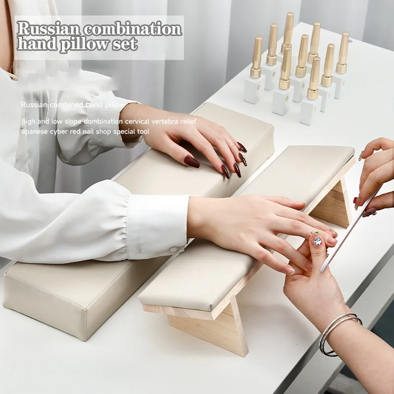 ログベベルハンドピローとネックハイトコンビネーションマニキュアハンドレストテーブルマニキュア手すりツールの2点セット