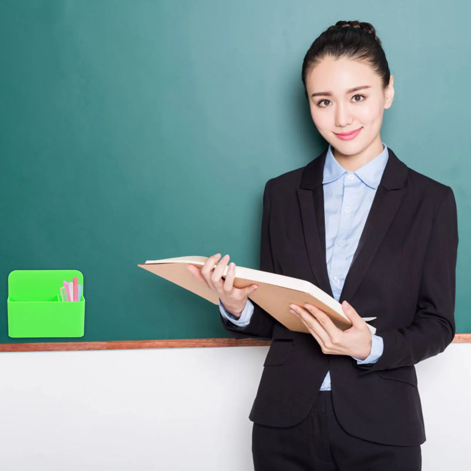 

2 Pcs Pen Storage Box Office Nice Holder Magnetic Organizer Plastic School Chalk