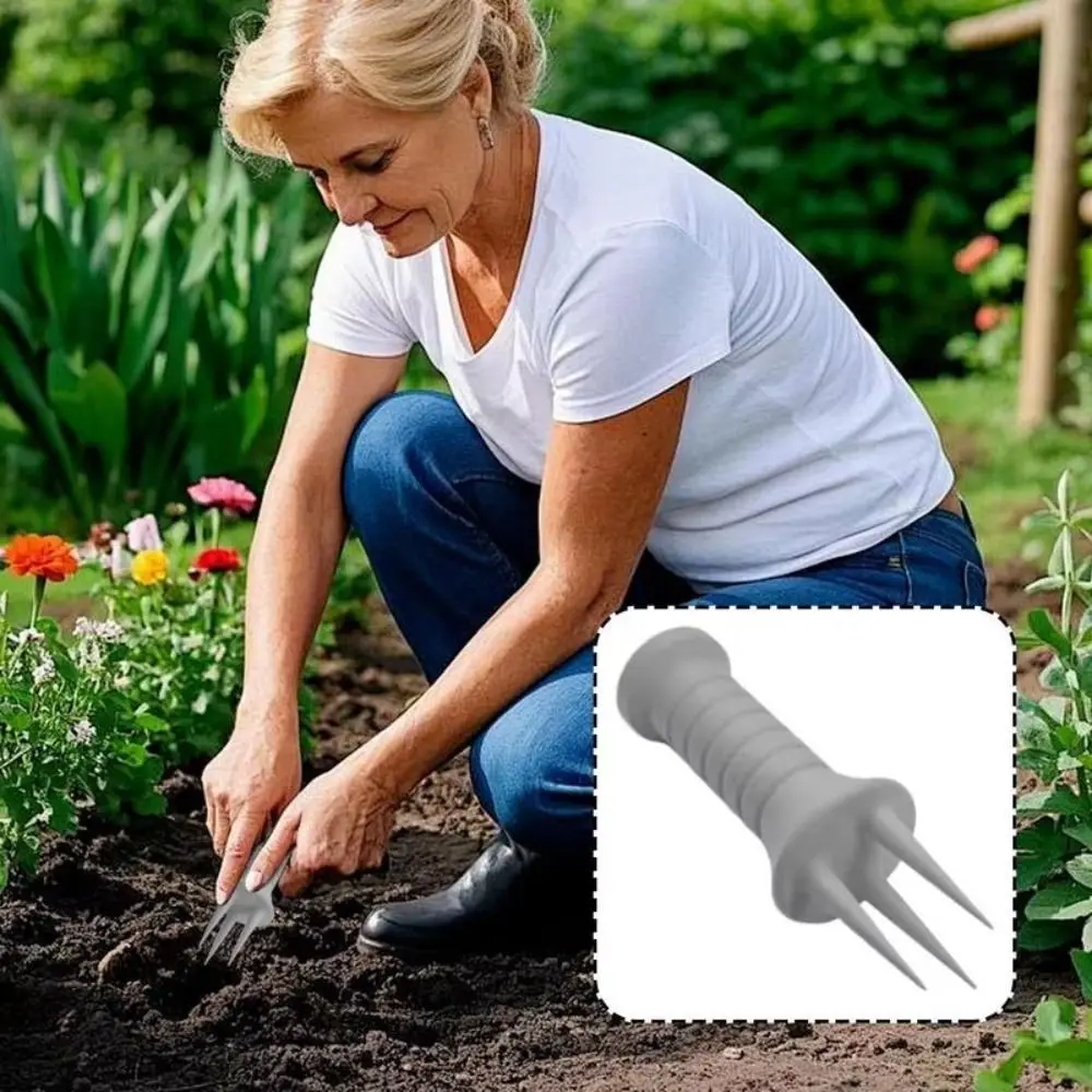 

Digging Fork 3 Spikes Soil Aerator Storage Hole Ergonomic Grip Weeding Tool Lightweight Plastic Manual Aerator Garden
