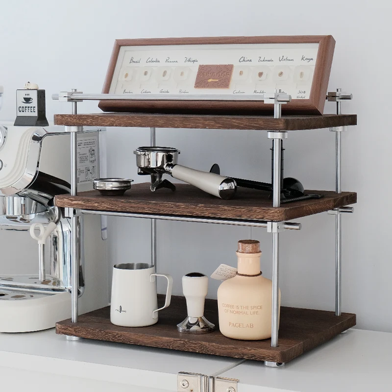Soporte para tazas de escritorio de madera maciza, estante de escritorio de oficina moderno de mediados de siglo, estante de almacenamiento de estilo Industrial para unidad de almacenamiento de libros de café