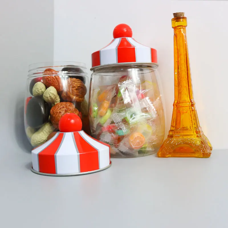 Festive Christmas Storage Jar in Transparent Red with Lid for Storing Nuts and Candies