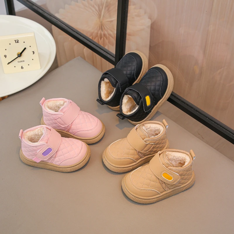 فتاة التمهيد 2025 جديد دافئ الطفل أحذية قطنية موضة فتاة حذاء مكافحة سبلاش الشتاء حذاء بوت بطول الكاحل تنوعا الأطفال الثلوج الأحذية #1