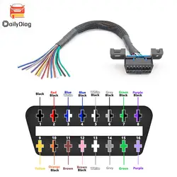 30CM 16pin j1962F OBD2 Female Head to Open Cable  Car Diagnostic auto Tool OBD 2 Connector
