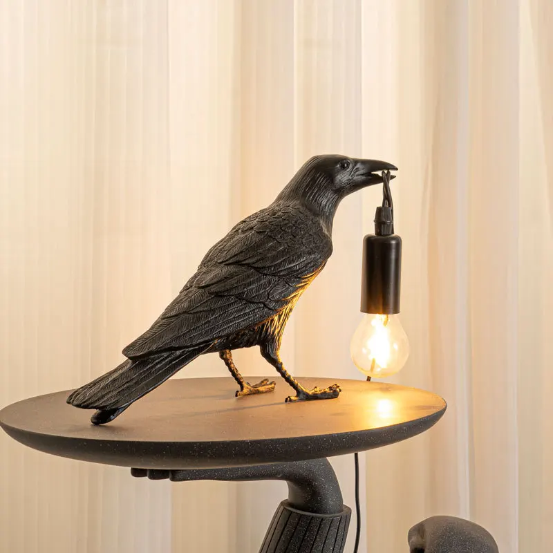 Halloween Gothic Crow Table Lamp Creative Animal Modeling Light Bird Resin Wall Luminaria Living Room Bedroom Decoration Gift