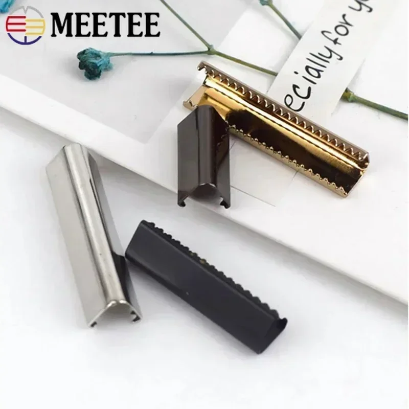 10Pcs Meetee 10-60mm Metal Tail Clip Buckles Strap Suspenders Belt Tails Lock Wallet Leather Stopper Buckle Cord End Accessories