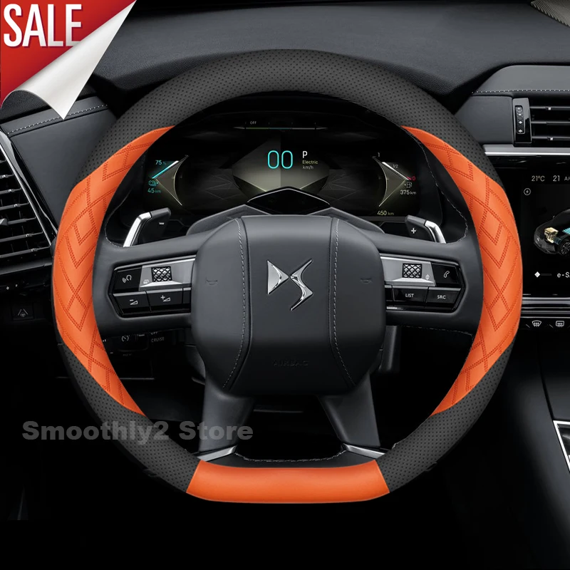 Leather Car Steering Wheel Cover For DS3 DS4 DS5 DS7 Crossback DS9 DS Nº8 DS8 Non-slip Auto Steering Wheel interior Accessories 4