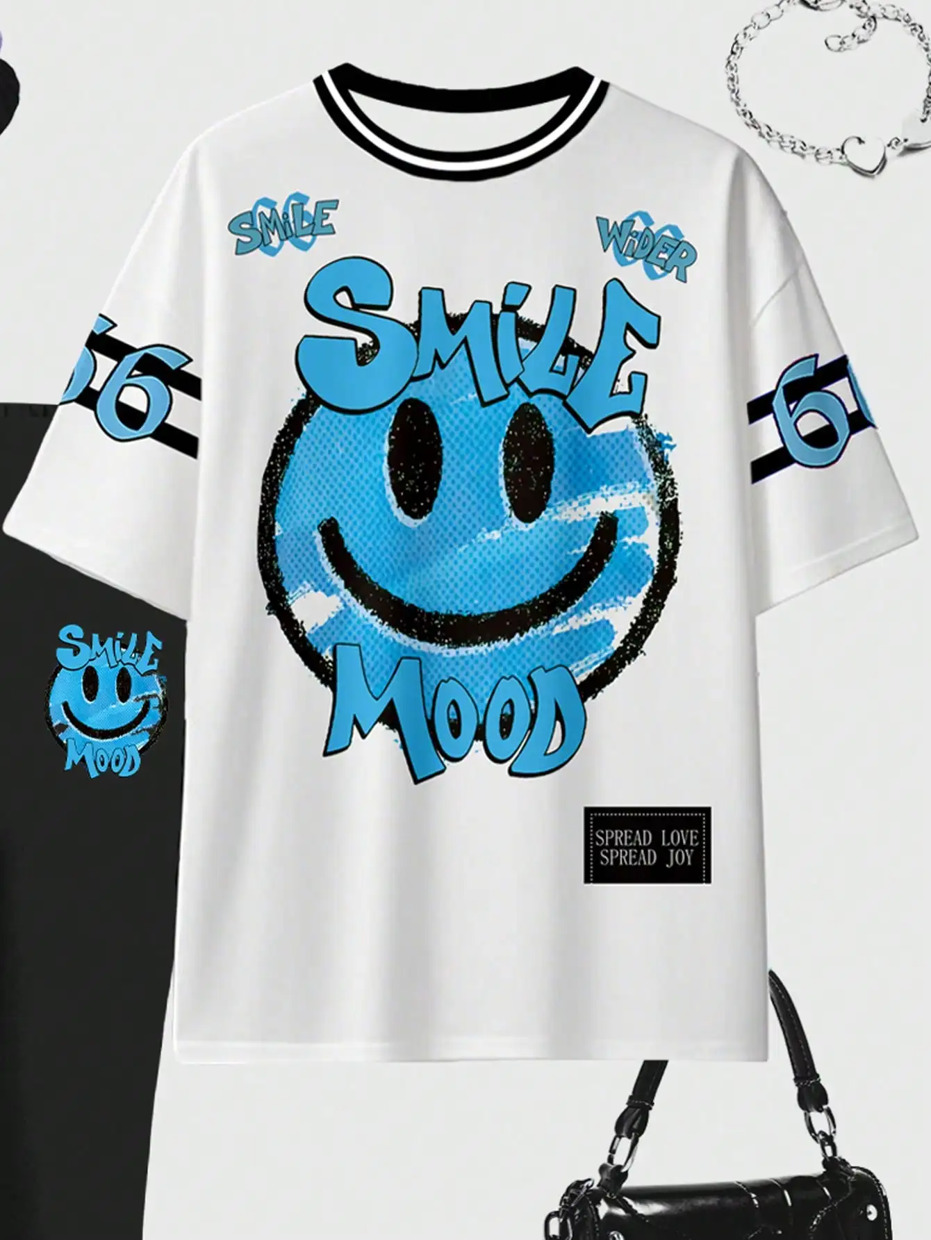 Set da 2 pezzi con t-shirt e leggings con grafica Smile Mood da donna, outfit casual streetwear