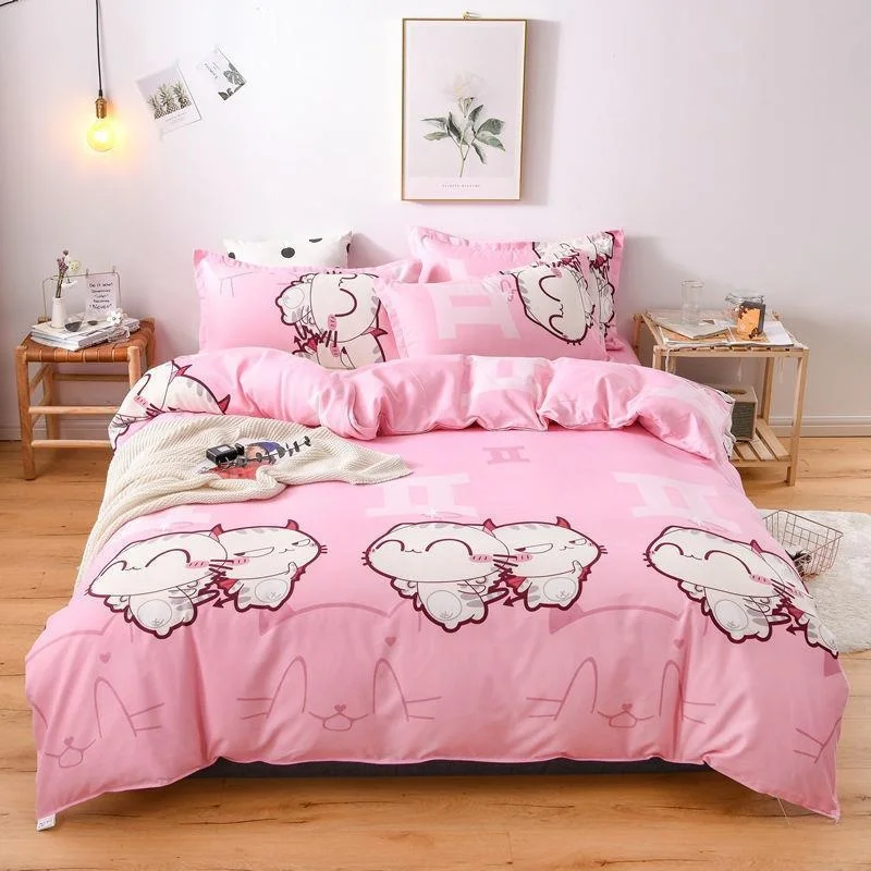 

Thickened Flocking Bedding Three-Piece Set Non-Cotton Full Cotton Cover for Students Dormitory Single Bed Linen Quilt Cover